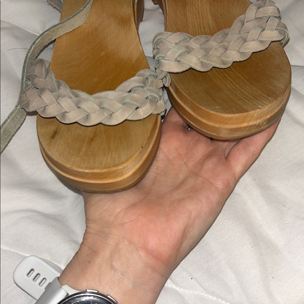 Swedish Hasbeens Tanja grey braided clog platform sandals size EU 40 - Picture 7 of 10